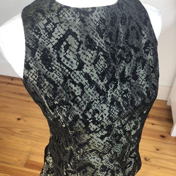 Vtg 90's Betsy Lauren Olive Green Evening Blouse Taffeta 8 Embossed Velvet NYE - Picture 7 of 12